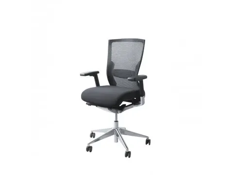 Bureaustoel 105 zitting stof Zwart, rug Mesh, Aluminium voetkruis