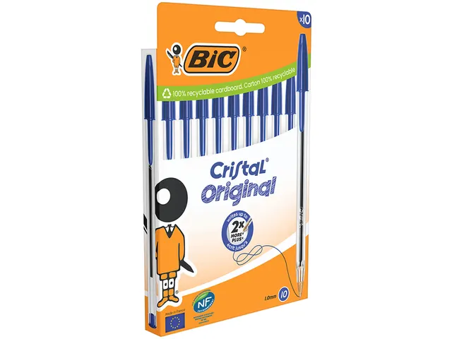 Balpen Bic Cristal M blister 10 stuks blauw