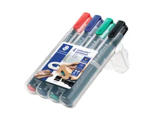 Viltstift Lumocolor 350 permanent beitelpunt set à 4 stuks assorti - 3
