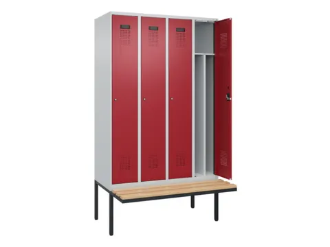 locker met bank,voor scheiding van kleding,HxBxD 2120x1200x815mm,4vak