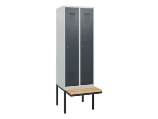 locker met bank,HxBxD 1950x600x815mm,2vak,vak B 300mm,cilinderslot - 2