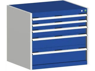 ladekast HxBxD 700x800x525mm 5laden romp RAL7035 front RAL5010 - 1