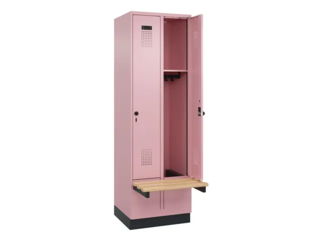locker met bank,HxBxD 1950x600x815mm,2vak,vak B 300mm,draaigrendel