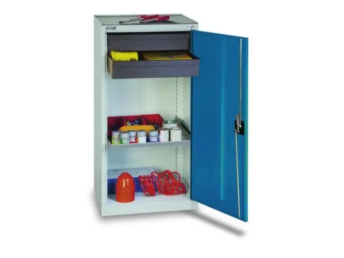 Gereedschapskast 1000x500x500mm 1legbord 2laden Ral7035 Front Ral5010