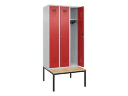 locker met bank,HxBxD 2120x900x815mm,3vak,vak B 300mm,cilinderslot