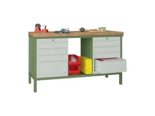 Werkbank 900x1500x700mm 8laden Frame/behuizing Ral6011 Front Ral7035 - 2