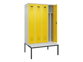 locker met bank,voor scheiding van kleding,HxBxD 2120x1200x815mm,4vak - 1