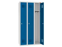 lockerkast,HxBxD 1800x900x500mm,3vak,draaigrendel,sokkel,romp RAL7035