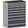 ladekast HxBxD 1600x1300x750mm 9laden RAL7035 front RAL7016