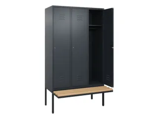 locker met bank,HxBxD 2120x1200x815mm,3vak,vak B 400mm,cil.-slot - 2