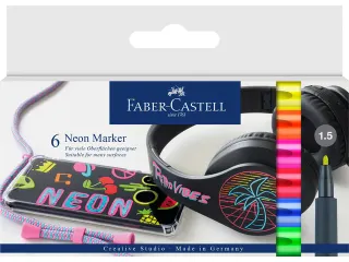 Markers Faber-Castell Neon kleur assorti 6 stuks in etui. - 1