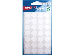 Ronde Etiketten In Etui Diameter 15 Mm, Wit, 196 Stuks, 28 Per Blad