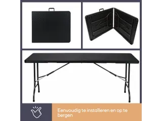 Klaptafel weerbestendige vouwtafel Rotanlook Zwart 180x75x72cm - 5