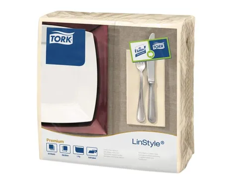 Tork 478146 Premium Linstyle Dinnerservet Creme 1/8-vouw 600 Stuks