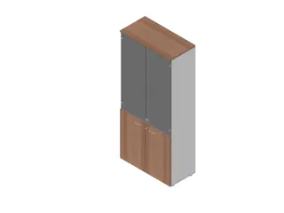Vitrinekast 2000X900X450Mm Glazen Deur 4X Vloer Aluminium Canaletto - 1