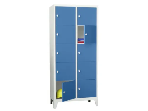 lockerkast,HxBxD 1850x800x500mm,2x5vakken,RAL7035,front RAL5012