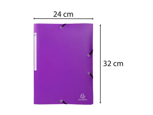 Elastomap 3 kleppen polypropyleen 5/10de Ondoorschijnend - A4-Paars