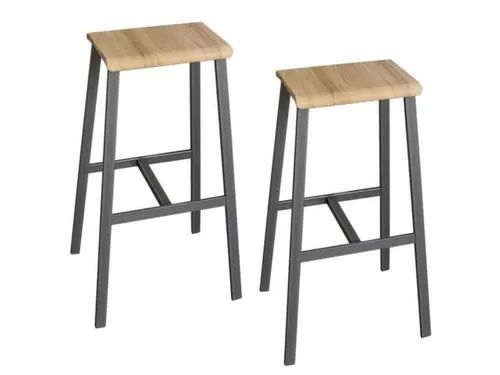 Set Barkrukken Industrial, zitting Eiken natuur