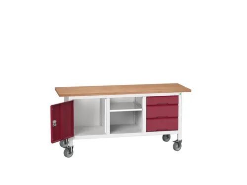 werkbank,HxBxD 830x1750x600mm,multiplexblad,uitrusting: 3laden,kast