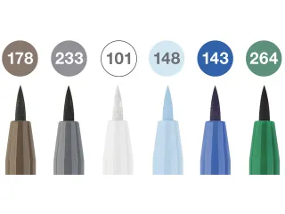 Tekenstift Faber-Castell Pitt Artist Pen Brush etui 6 stuks Winter - 3