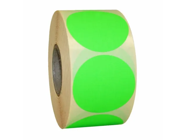 Etiket Rond Fluor Groen 50mm Op rol 2000 Stuks