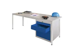 Werkplaatsbureau 1700x800x720mm 3laden Rechts Ral7035 Front Ral5010