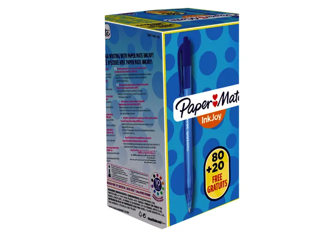 Balpen Paper Mate Inkjoy 100RT medium blauw valuepack 80+20 gratis