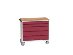 gereedschapswagen 980x1050x600mm multiplexblad 5 laden RAL7035+RAL3004