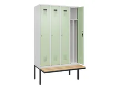 locker met bank,voor scheiding van kleding,HxBxD 2120x1200x815mm,4vak