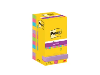 Memoblok Post-it 654 Super Sticky 76x76mm 90 vel rainbow 12 stuks - 1