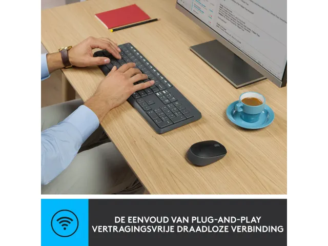 Logitech MK235 toetsenbord Inclusief muis USB QWERTZ Duits Grijs