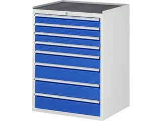 ladekast 1035x770x650mm 8laden cilinderslot RAL7035 RAL5010 metaal - 1