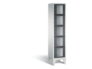 Lockerkast 1850x420x500mm 1x5 vakken Cilinderslot Poten, RAL7021 - 2