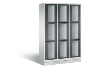 Lockerkast 1800x1200x500mm 3x3 vakken Cilinderslot, Sokkel RAL7021 - 2