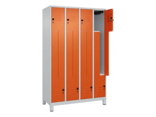 Z-garderobekast,HxBxD 1950x1200x500mm,vak B 150/300mm,draaigrendel