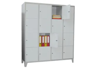 lockerkast,HxBxD 1850x1200x500mm,4x4vakken,RAL7035,front RAL3000 - 1