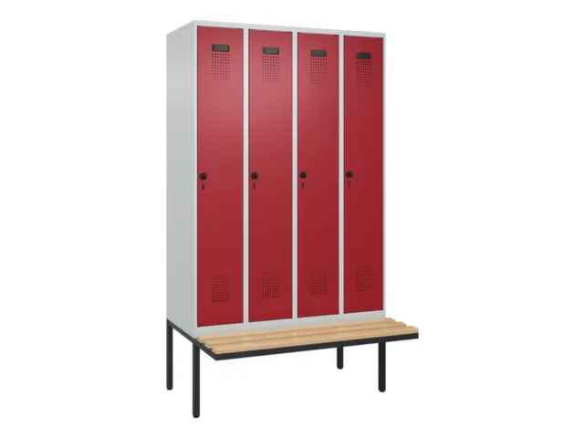locker met bank,voor scheiding van kleding,HxBxD 2120x1200x815mm,4vak