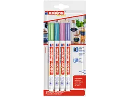 Krijtstift edding 4085 by Securit rond 1-2mm mtl assorti blister à 4s