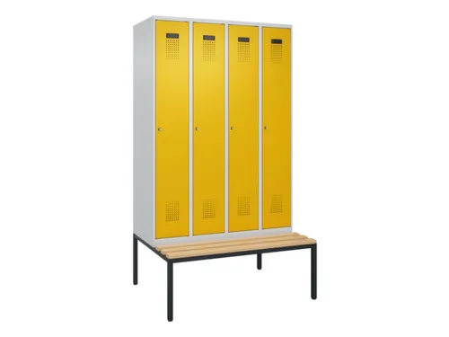 locker met bank,HxBxD 2120x1200x815mm,4vak,vak B 300mm,cilinderslot
