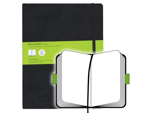 Notitieboek Moleskine XL 190x250mm blanco soft cover zwart
