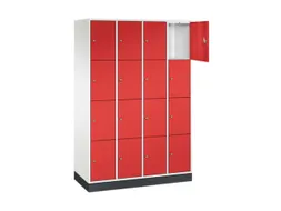 lockerkast,HxBxD 1950x1220x500mm,4x4vakken,cil.-slot,sokkel