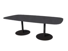 Linesto vergadertafel 240x120 deens ovaal houtprint schaduw 25mm zwart