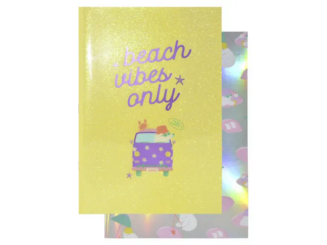 Cahier Beach Happy A4 ligné 2pces PP 70gramme 80pages avec marge. FSC