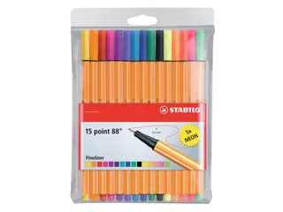 Fineliner Stabilo Point 88 0.4mm 15 Stuks Assorti Inclusief 5X Neon - 2