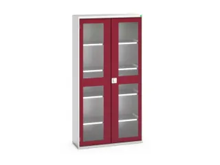 vitrinekast 2000x1050x350mm 4xStalen bodem romp RAL7035 front RAL3004 - 1