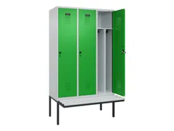 locker met bank,voor scheiding van kleding,HxBxD 2120x1200x815mm,3vak
