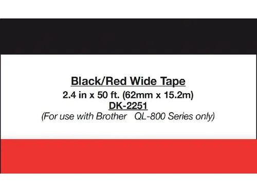 Etiket Brother DK-22251 62mm 15-meter zwart/rood