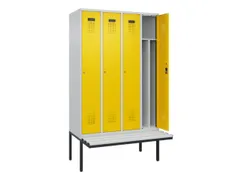 locker met bank,voor scheiding van kleding,HxBxD 2120x1200x815mm,4vak