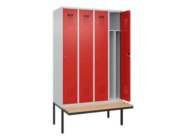 locker met bank,voor scheiding van kleding,HxBxD 2120x1200x815mm,4vak