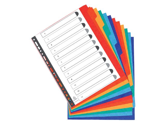 Tabbladen Exacompta A4 extra breed 11-Gaats 12-Delig Karton Assorti | TabbladenShop.nl